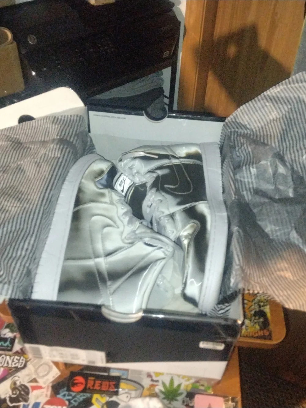 Nike Dunks Hi/C Black,Silver and White- 12